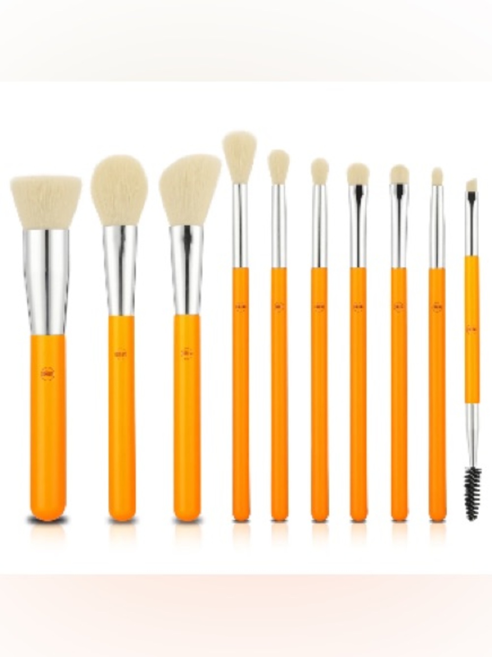 LURELLA COSMETICS Neon Brush Set 10 Pc Set Orange NEW - Picture 3 of 6